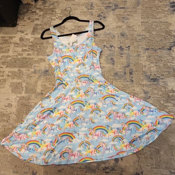 NWT Lisa Frank Unicorn Rainbow Dress Sz Small Sleeveless Magical XOXO Stretchy - Picture 5 of 16